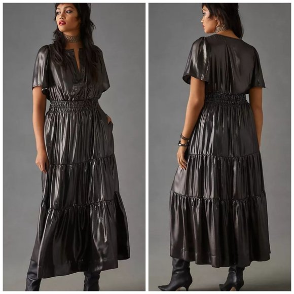Anthropologie Somerset Maxi Dress Shine Edition 2X NEW Plus Size Metallic Maxi - Picture 1 of 11